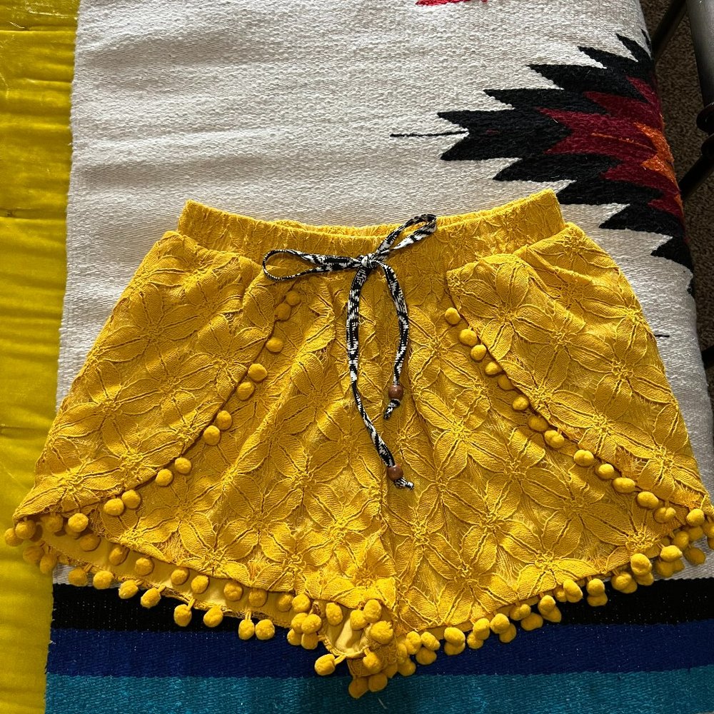 Yellow Pom Pom Shorts